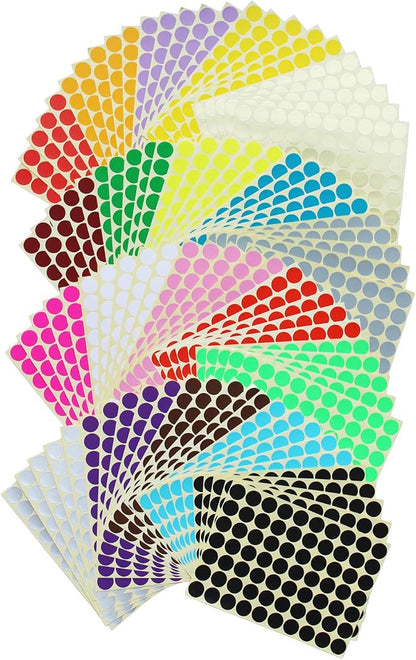 7000 Count 3/4" Round Dot Stickers Color Coding Labels, 20 Colors, 100 Sheets by LJY