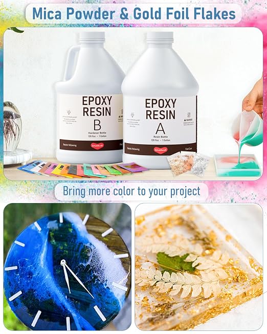 2 Gallon Epoxy Resin Kit with 36 Colors Mica Powder, Cups & Stick, Crystal - Image 4