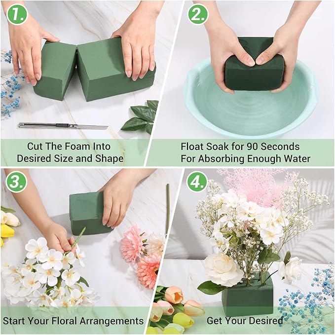 6 Pcs Floral Foam Blocks for Flower Arrangement Wet and Dry Green Floral Foam - Image 5