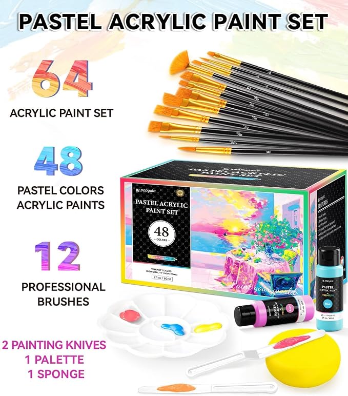 64 PCS Pastel Acrylic Paint Set - Image 2