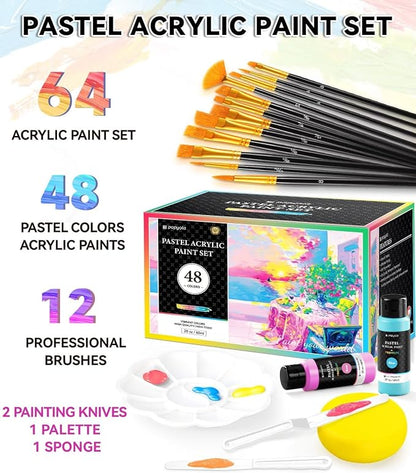 64 PCS Pastel Acrylic Paint Set - Image 2