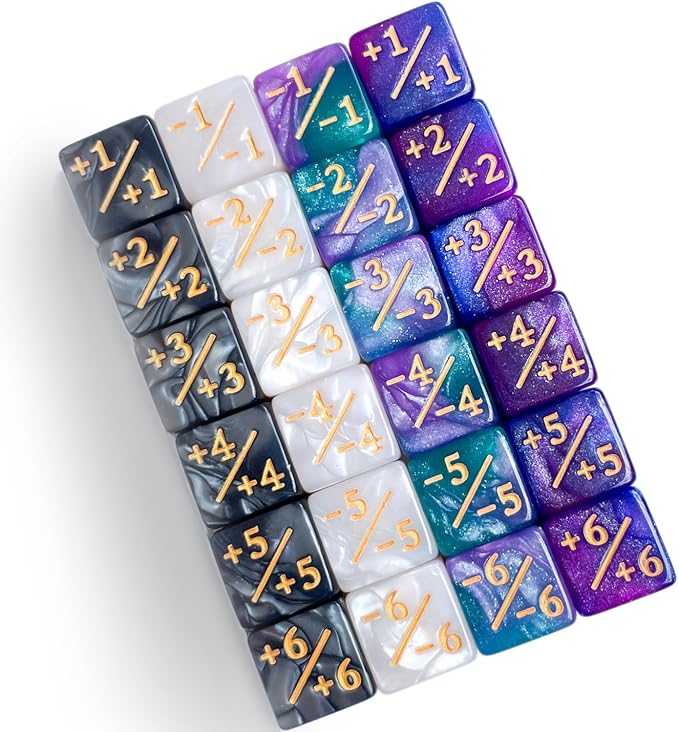 24Pieces Token Counter Dice| Galaxy Mix White Black D6 Dice Set by QiAN+SiMAi
