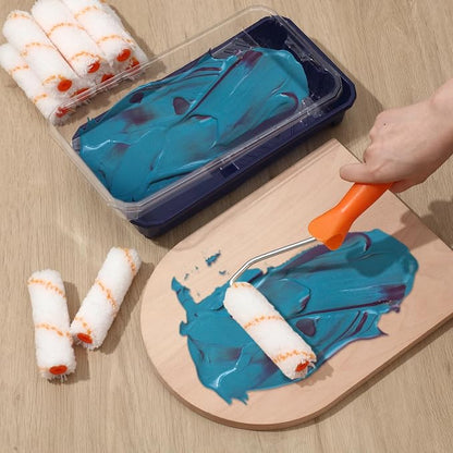 Qilery 32 Pcs Paint Roller Tray Kit 4 Inch Small Paint Roller Includes 20 Pcs - Image 5