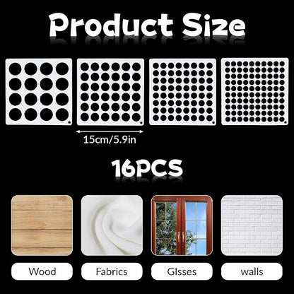 16 Pcs Circle Stencils for Drawing, Polka Dot Stencils Round Geometric Stencil - Image 3