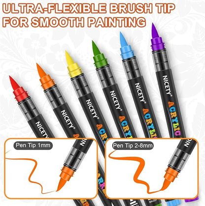 NICETY 180 Acrylic Paint Markers, Acrylic Paint Pens Brush Tip - Image 9