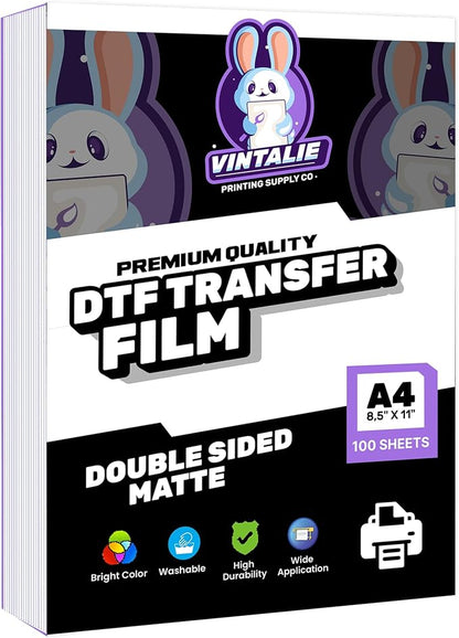 DTF Transfer Film – A4100 Sheets Premium Matte Double Sided DTF film PET by Unknown