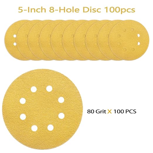 100PCS 5 Inch 8 Hole Sanding Discs 80 Grit - Image 2