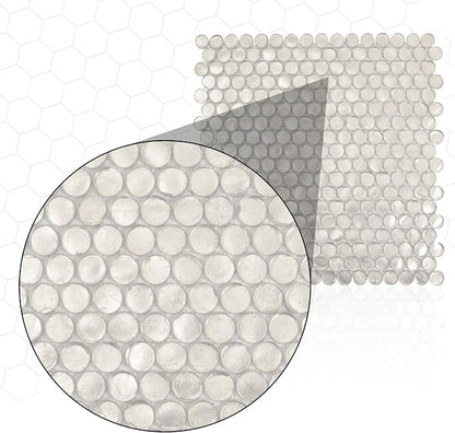 Silver Penny Round Mosaic Glass Tile – 12.2 x 12.2 Inch - Image 5