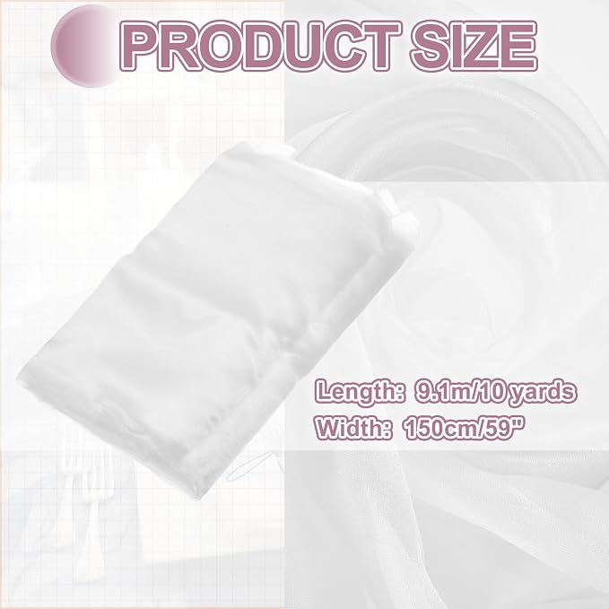 MECCANIXITY Iridescent Sheer Organza Fabric, 10 Yards x 59 Inches Solid - Image 2