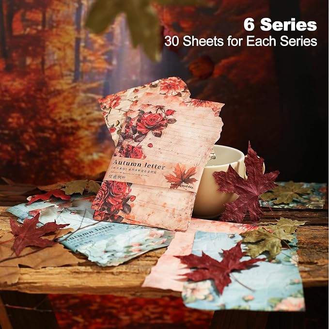 Autumn-Themed Vintage Scrapbook Paper Set, Scrapbooking, DIY Crafts, and Art - Image 2