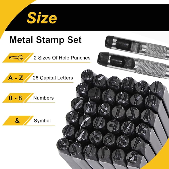 WorkBless 1/2-Inch Metal Stamping Kit, 36 Pack Steel Letter Stamp Set - Image 5