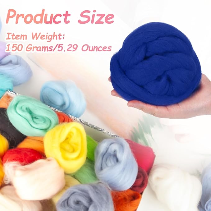 PATIKIL Wool Roving Yarn, 150G/5.3OZ Soft Felting Wool Pure Chunky Roving Yarn - Image 2