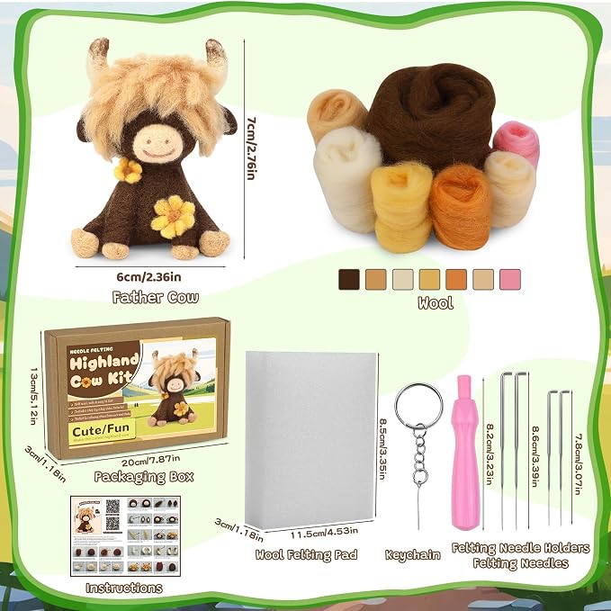 Yizzvb Needle Felting Kit, Highland Cow Needle Felt Beginner Kits - Image 2