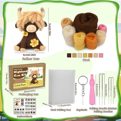 Yizzvb Needle Felting Kit, Highland Cow Needle Felt Beginner Kits - Image 2