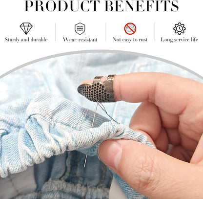 FR 4 Pack Sewing Thimble Finger Protector, Adjustable Finger Metal Shield - Image 3