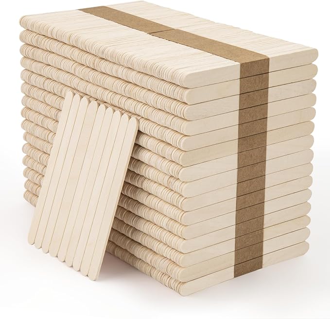 WISYOK 1500 Pcs Wooden Popsicle Sticks by WISYOK