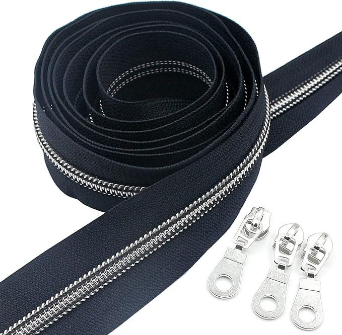 Leekayer #5 Silver Metallic Nylon Coil Zippers by The Yard Bulk 10 Yards Zipper - Image 5