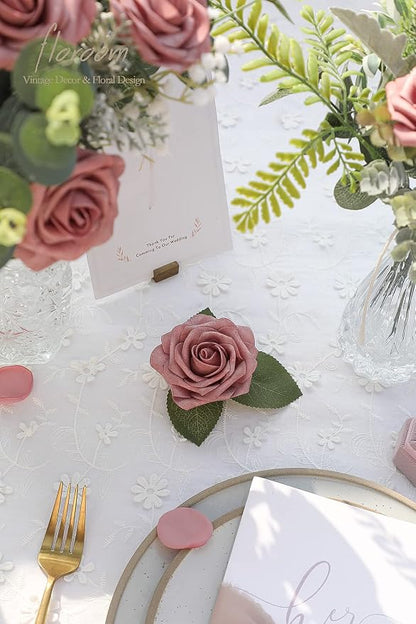 Floroom Artificial Flowers 25pcs Real Looking Dusty Rose Foam Fake Roses - Image 3
