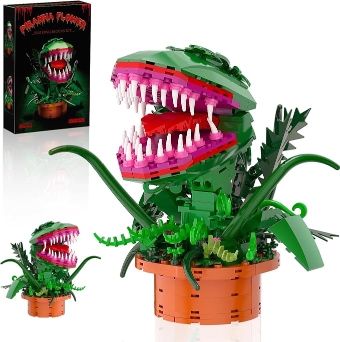 Audrey 2 Cannibal Flower Building Block Set, Little Shop of Horrors Piranha by BUILDIFY