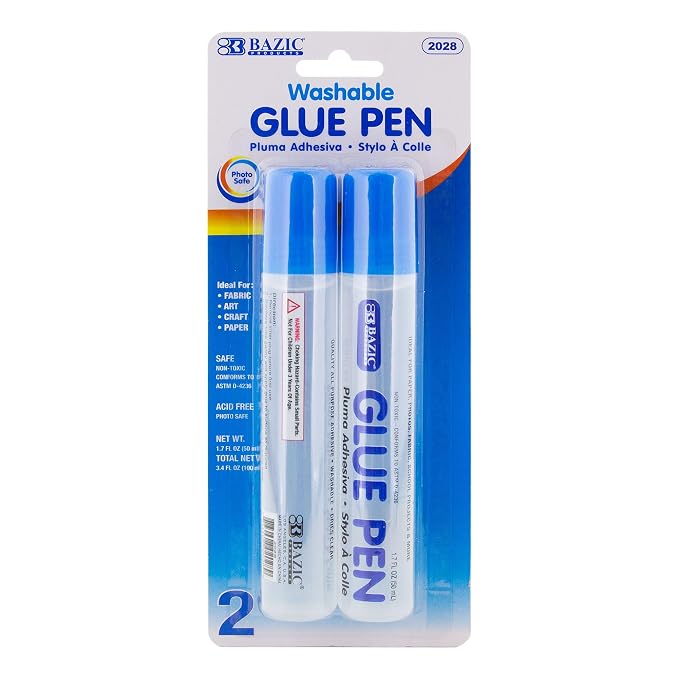 BAZIC Products Washable Glue Pen 1.7 Oz., Liquid Clear Glues Bond Adhesive by BAZICProducts