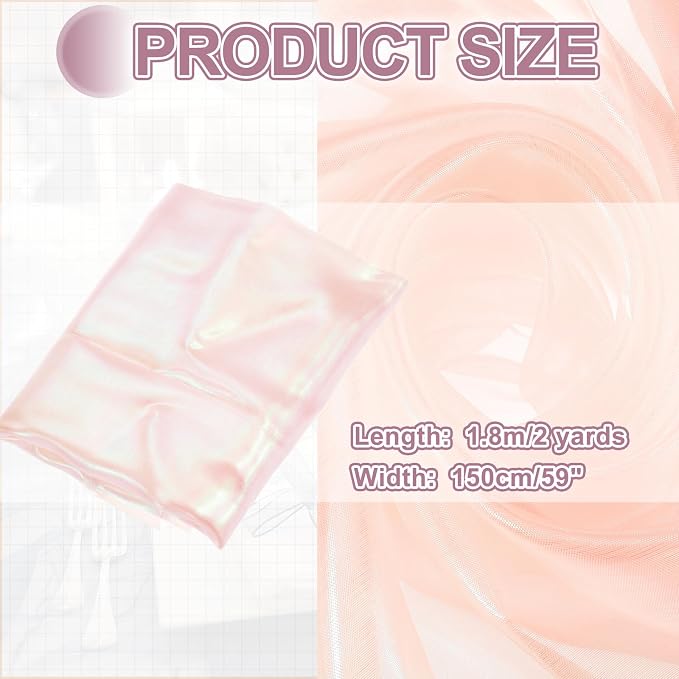 MECCANIXITY Iridescent Sheer Organza Fabric, 2 Yards x 59 Inches Solid Laser - Image 2