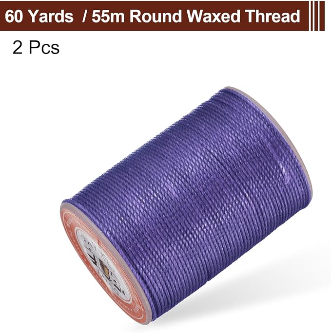uxcell Round Leather Sewing Waxed Thread, 55m / 60 Yards Polyester Wax String - Image 3