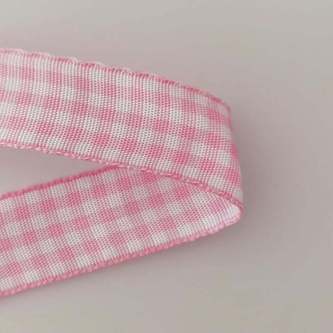 Pink Gingham Plaid Checked Ribbon 25 Yards Each Roll 100% Polyester - Image 8