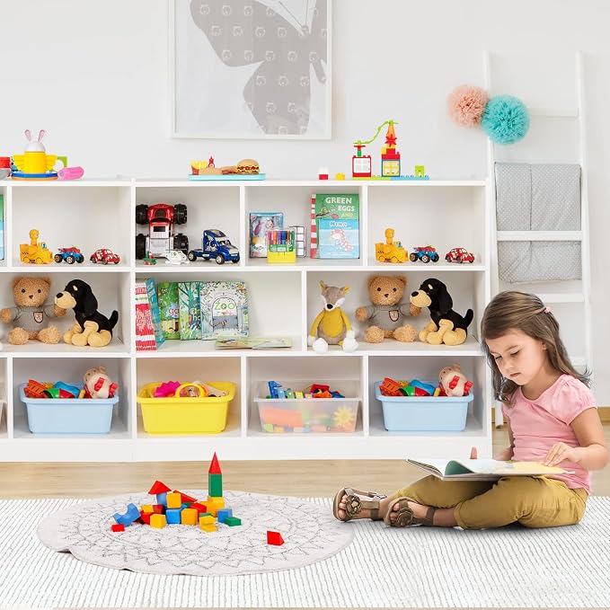 KOTEK Toy Storage Organizer, 8 Cubby Kids Bookshelf, Wooden 4-Tier Bookcase - Image 2