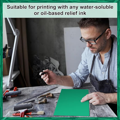 Yeaqee 8 Pcs Linoleum Block Rubber Carving Block Soft Linocut Blocks Large - Image 5