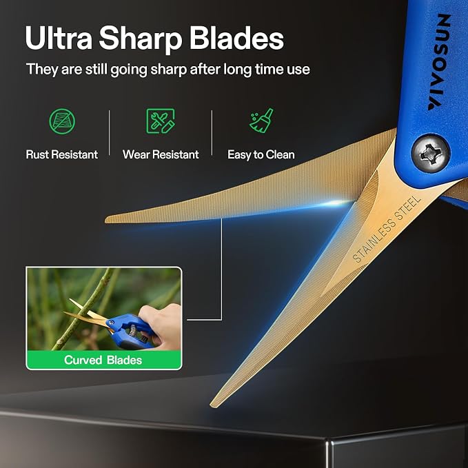 VIVOSUN 2-Pack Curved Gardening Scissors 6.5 Inch Hand Pruner Shear - Image 6