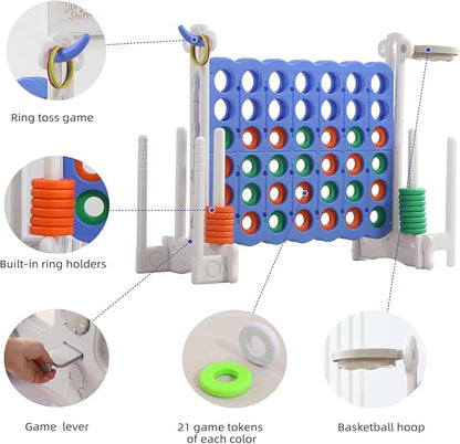 UNICOO® Jumbo 4 in a Row Game | Adjustable Height 4-to-Score Giant Yard Game Set - Image 6