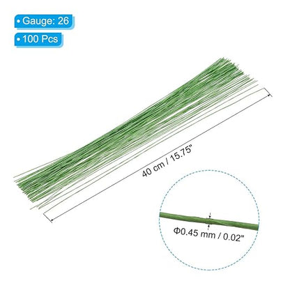 PATIKIL 26 Gauge 16" Floral Stem Wire, Light Green - Image 2