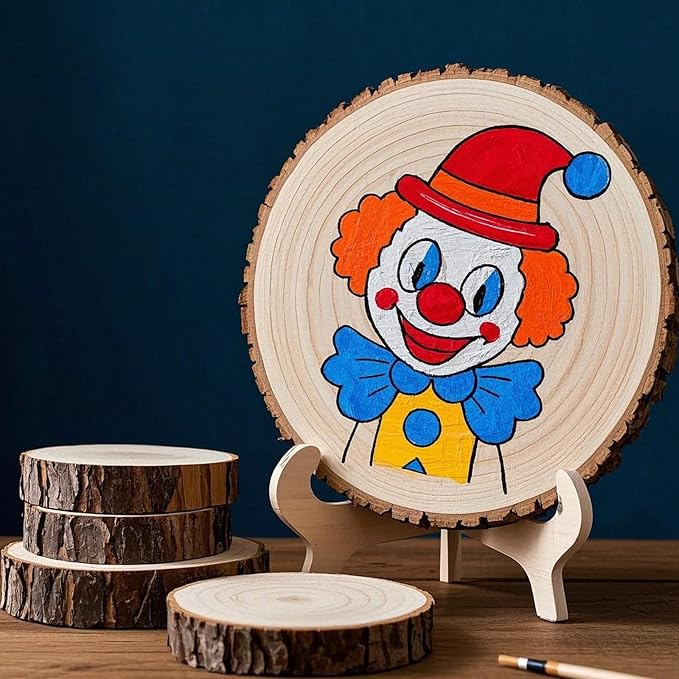 JEUIHAU 6 PCS 8-10 Inches Natural Unfinished Wood Slices, Round Wooden Tree - Image 6