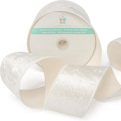 Ivory Velvet Ribbon 2.5 Inch x 10 Yards - Image 4