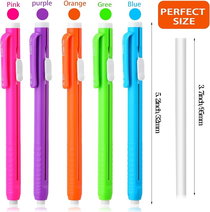 Teling 15 Pcs Retractable Mechanical Eraser Pen, School Pen-Style Erasers - Image 4