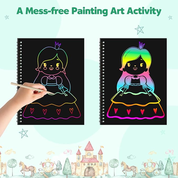 ZMLM Scratch Paper Art Craft: 2 Pack Rainbow Scratch Set - Image 4