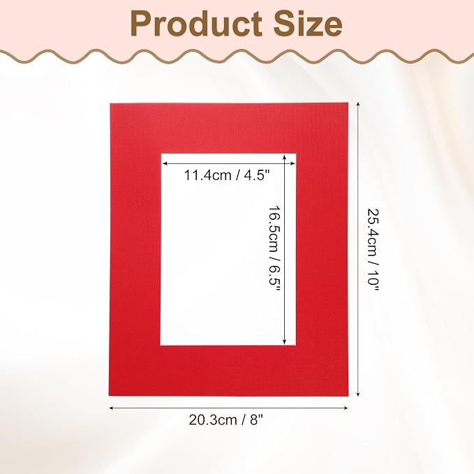Picture Mats, 8 x 10 for 5 x 7 Pictures Acid Free White Core Bevel Cut Frame - Image 2