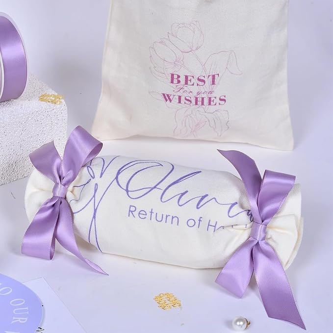 5/8" x 100 Yards Light Lilac Polyester Satin Ribbon Single Faced Bulk Fabric - Image 3