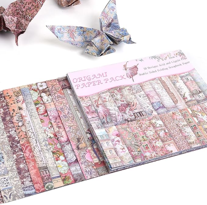 Origami Paper Kit 50 Sheets 70GSM 6 Inch Square Double Sided Color 50 Vivid - Image 4