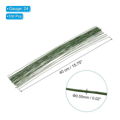 PATIKIL 24 Gauge 16" Floral Stem Wire, Dark Green - Image 2