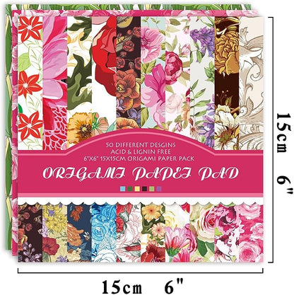 Origami Paper Kit 50 Sheets 70GSM 6 Inch Square Double Sided Color 50 Vivid - Image 2