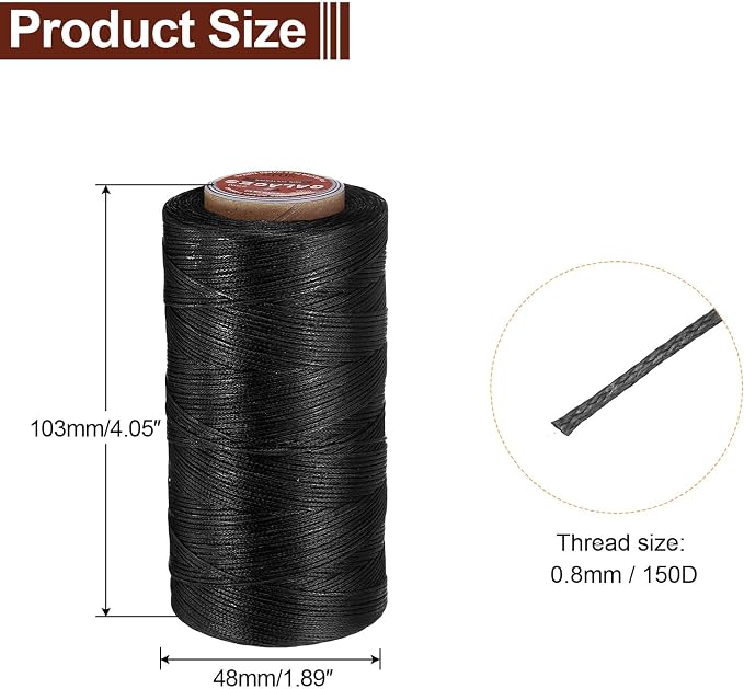 uxcell Flat Leather Sewing Waxed Thread, 270m / 295 Yards Polyester Wax String - Image 2