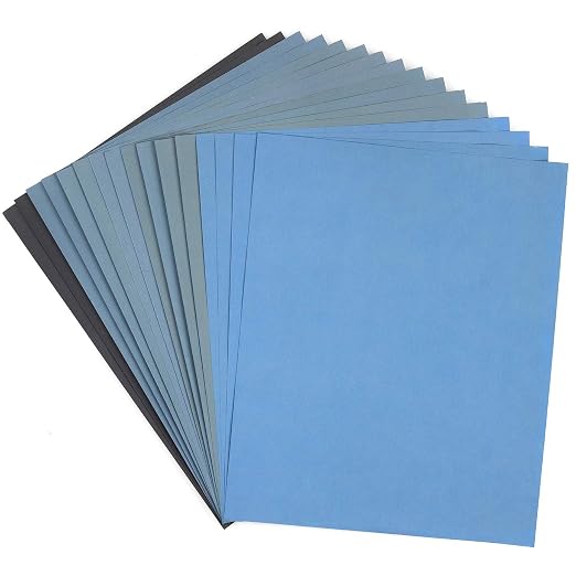 9x11 inch 16 Sheets Sandpaper, Wet or Dry 2000-10000 Grit 8 Assortment Sand by ADVcer