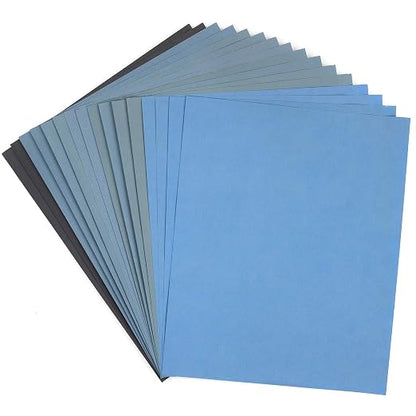9x11 inch 16 Sheets Sandpaper, Wet or Dry 2000-10000 Grit 8 Assortment Sand by ADVcer