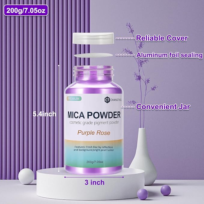 Mica Powder, 7.05OZ（200g）, Epoxy Resin, Candle Making, Bath Bombs - Image 3
