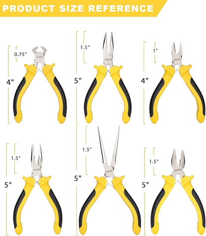 DOWELL 6-piece Mini Pliers Set Needle Nose Diagonal Long Nose Bent Nose End - Image 7