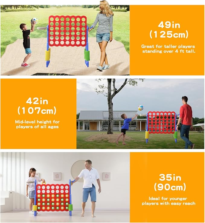 UNICOO® Height Adjustable Jumbo 4-to-Score Game, 4 in A Row Game - Image 4