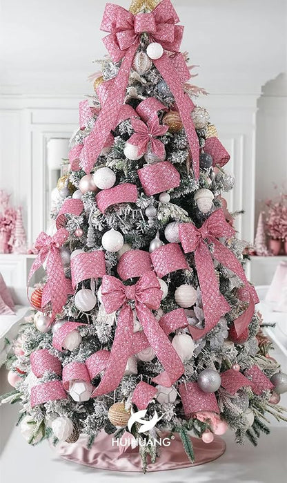 HUIHUANG Pink Glitter Wired Ribbon - Image 6