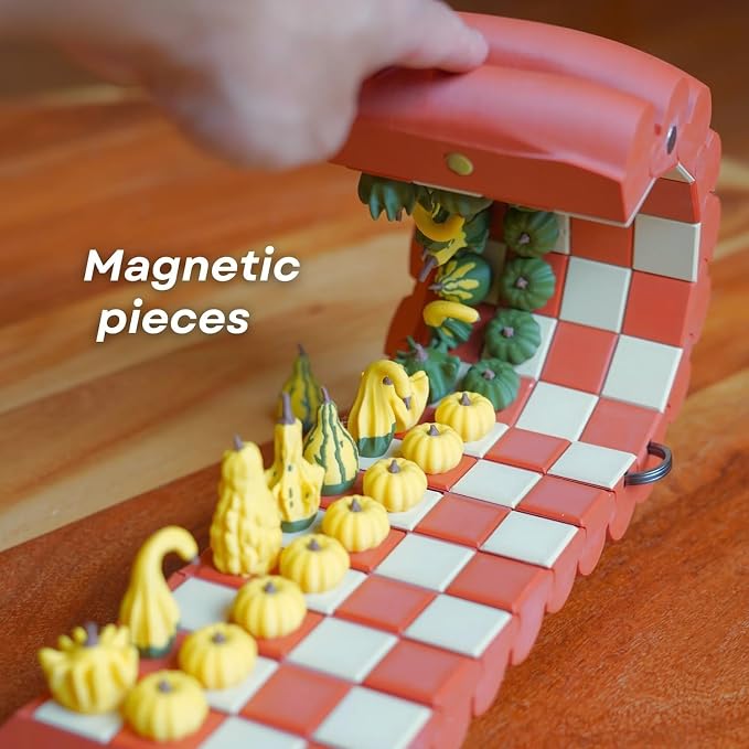 Forgecore Gourd Games, Pumpkin Game Set: Magnetic Chess Checkers, Dice Tower - Image 2