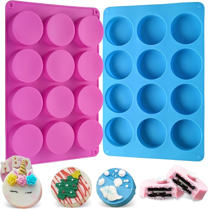 Sakolla 2 PCS Round Chocolate Cookie Molds, Cylinder Silicone Mold, Mini Soap by Sakolla